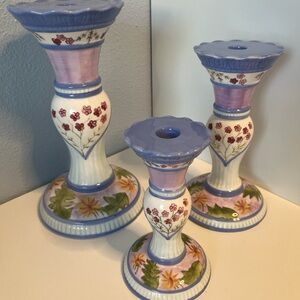 Capriware 3 Piece Pillar Candleholder Round Base 11” 9” & 7”